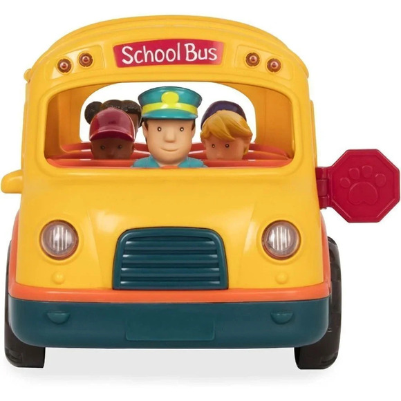 Light-Up Yellow Bus 5 Toy Figures Realistic Sounds Folding  Stop Sign 18 Month - Picture 2 of 5